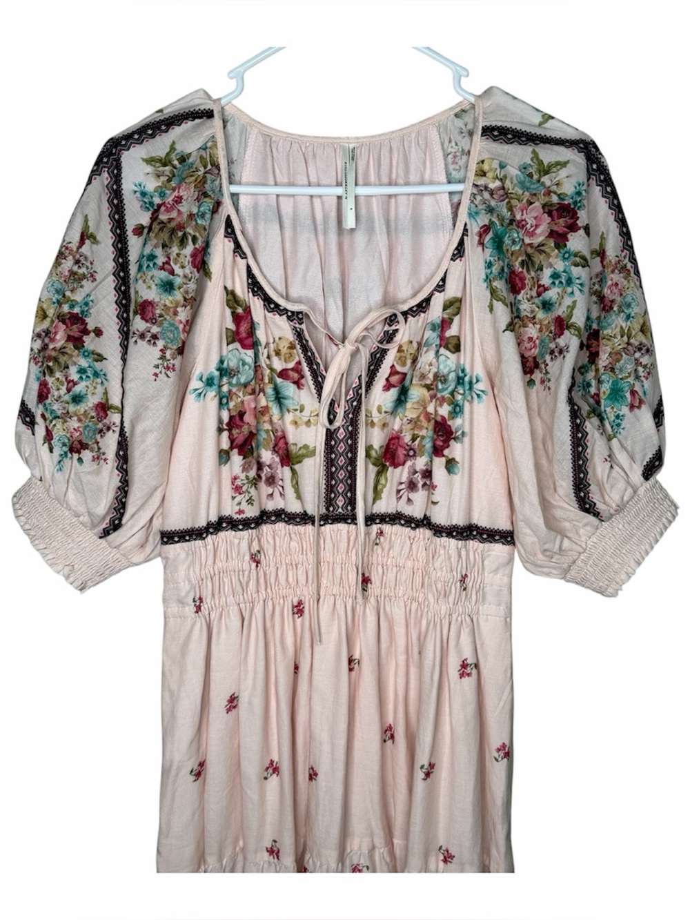 Anthropologie Somerset Puff Sleeve Maxi Dress Size Small Pink Floral Sundress - Picture 6 of 13